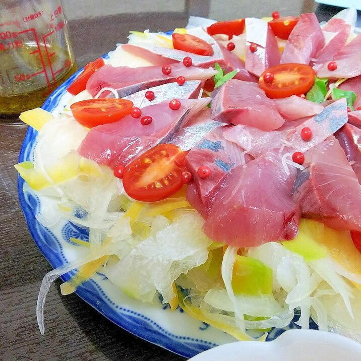ツバスの醤油カルパッチョサラダ レシピ 作り方 By 育児パパの菜園レシピ 楽天レシピ ツバスの醤油カルパッチョサラダ レシピ 作り方 By 育児パパの菜園レシピ 楽天レシピ